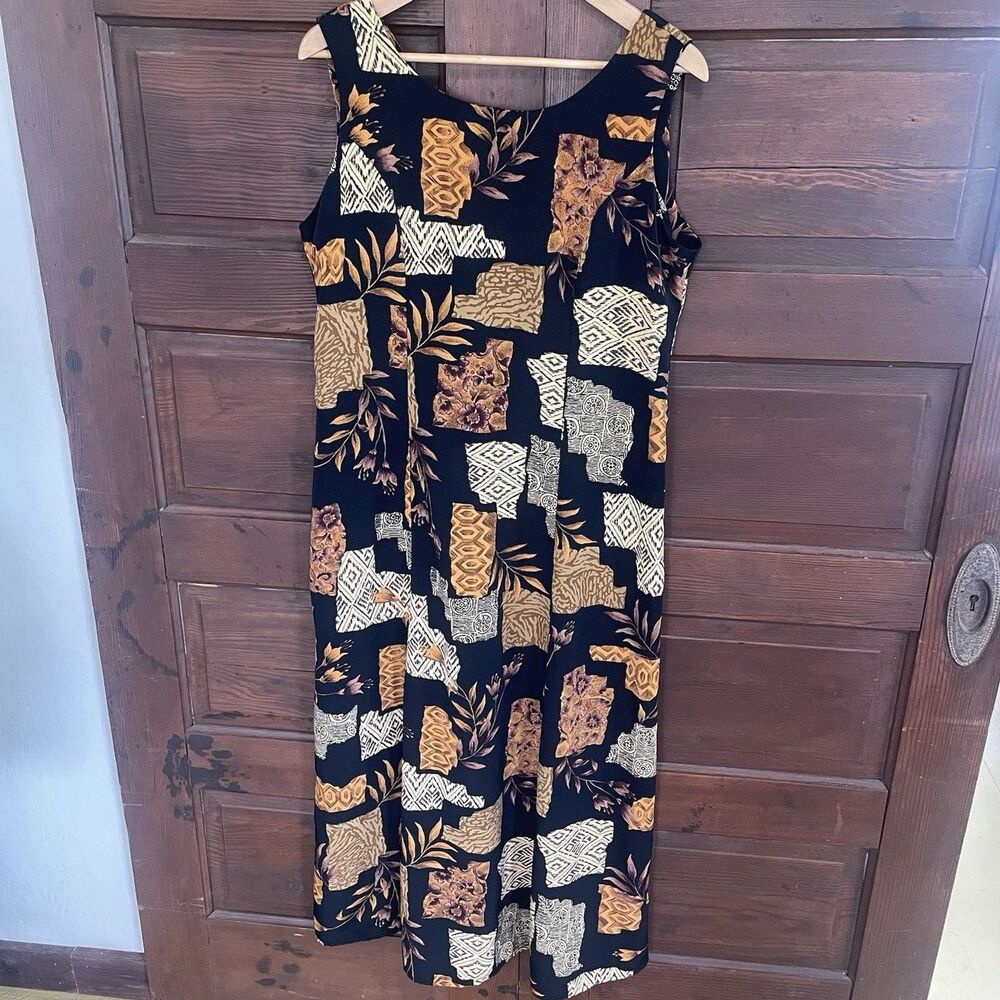 90’s Y2K Safari Style Maxi Dress Allison-Che Geometrical Print size 14